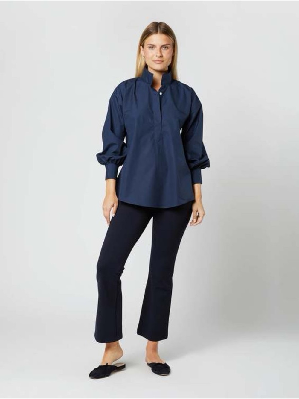 Ann Mashburn Anaya Popover Shirt - Navy Poplin